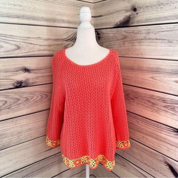 Vintage Y2K Pink & Yellow Floral Hand Crochet Top - Picture 1 of 9